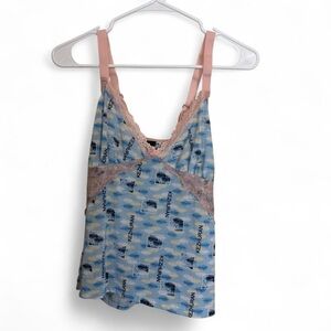 Blue & pink lacey Pastel Camisole with Lace Accents Y2K